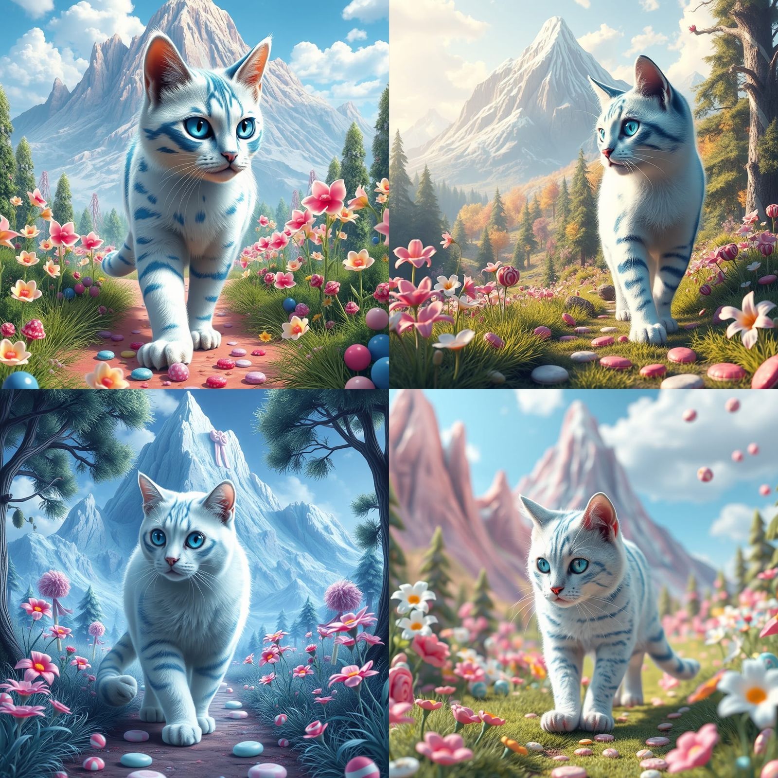Whimsical Candyland Cat in a Candy Forest