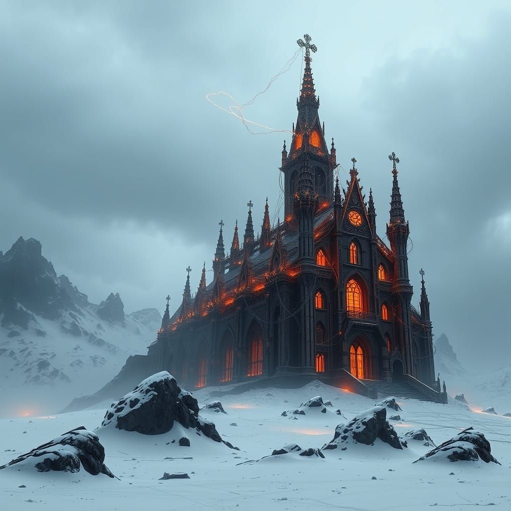 Eerie Gothic Cathedral of Metal and Wires