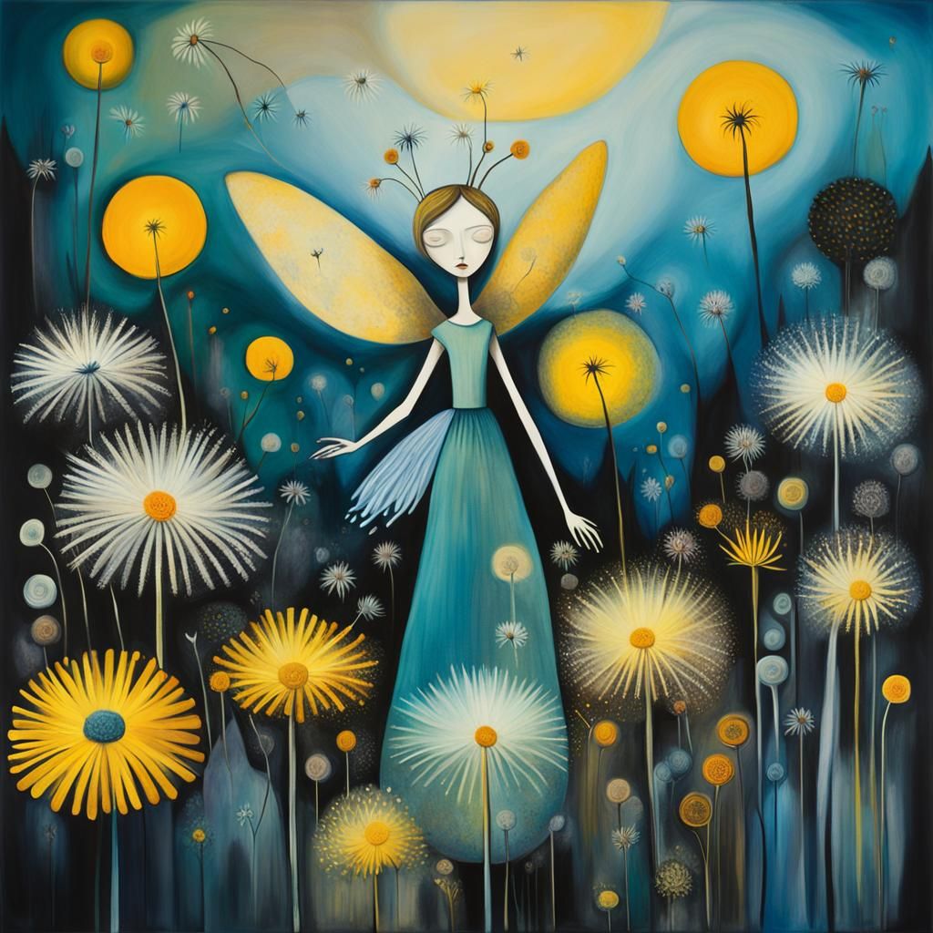 Dreamlike Fairies in a Whimsical Dandelion Realm