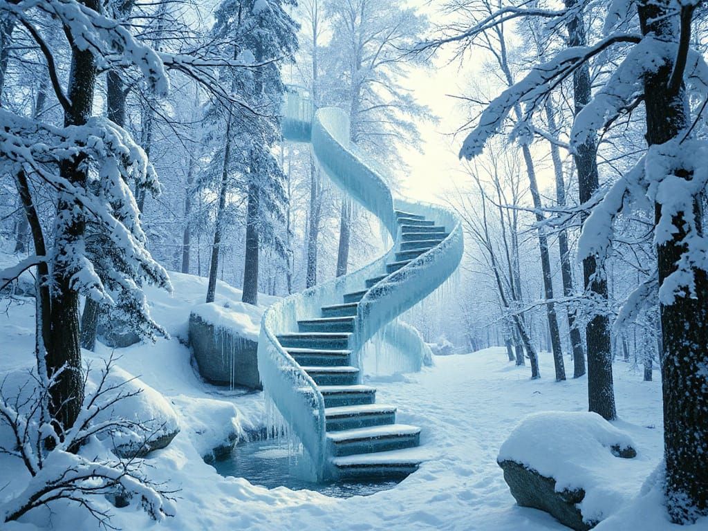 Icy Stairway to Heaven in Winter Wonderland