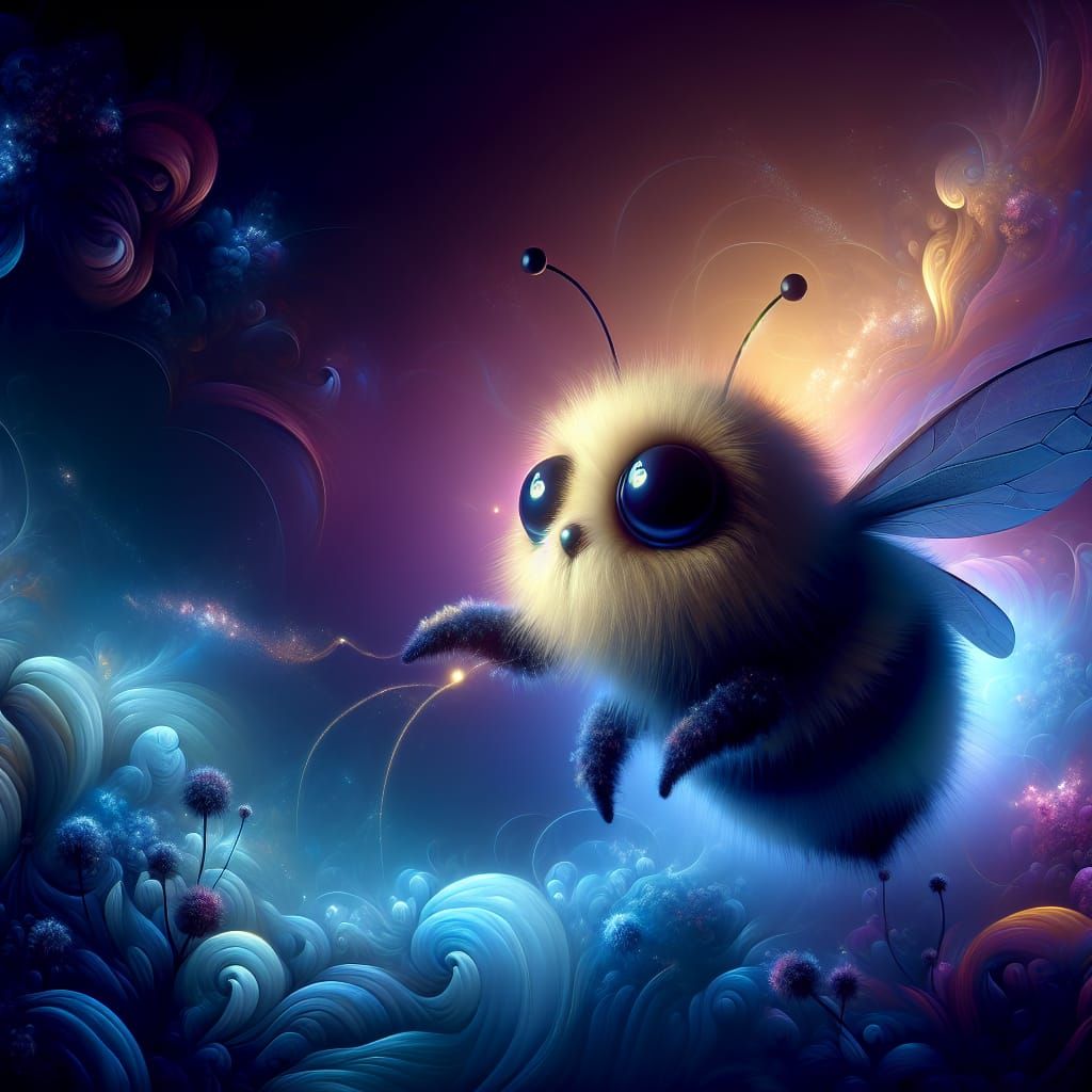 Whimsical Honey Bee Caricature in Dark Fantasy Style
