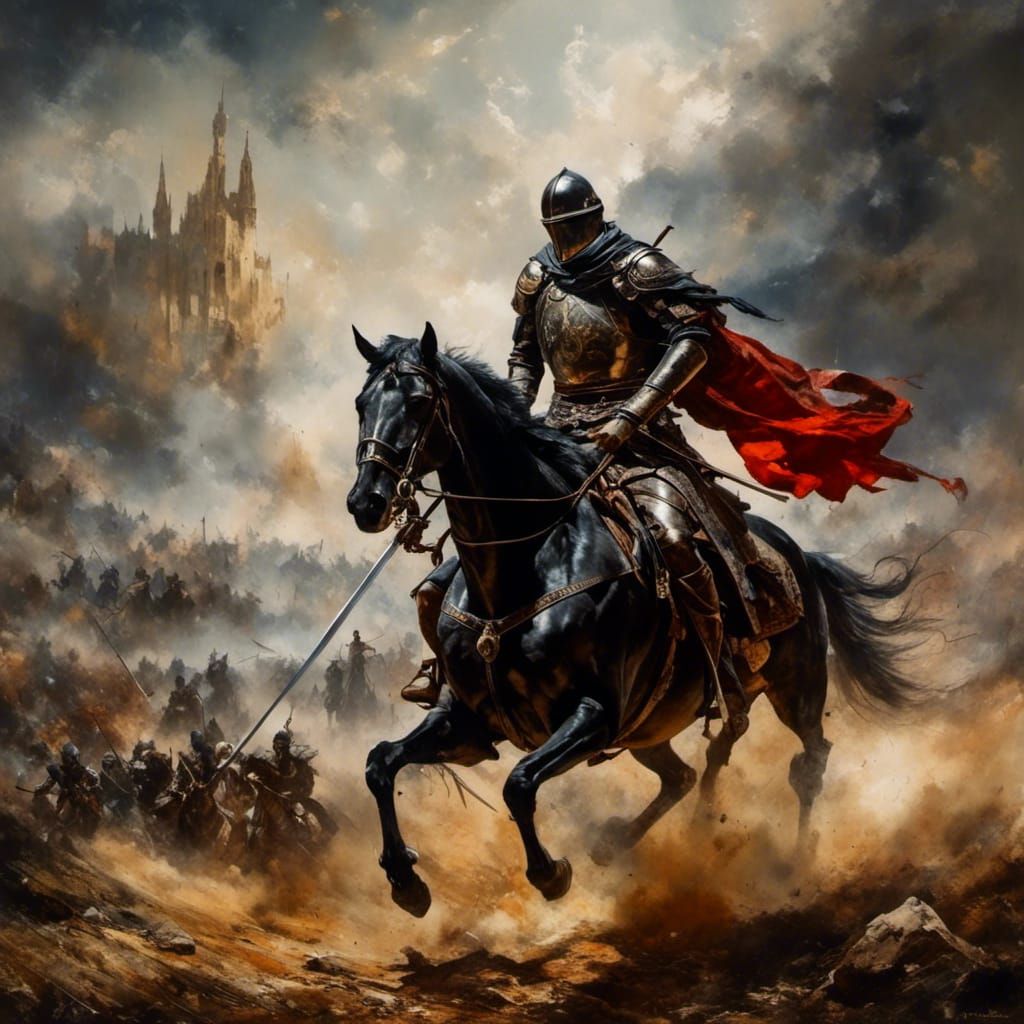 Grimdark Medieval Knight on Battlefield