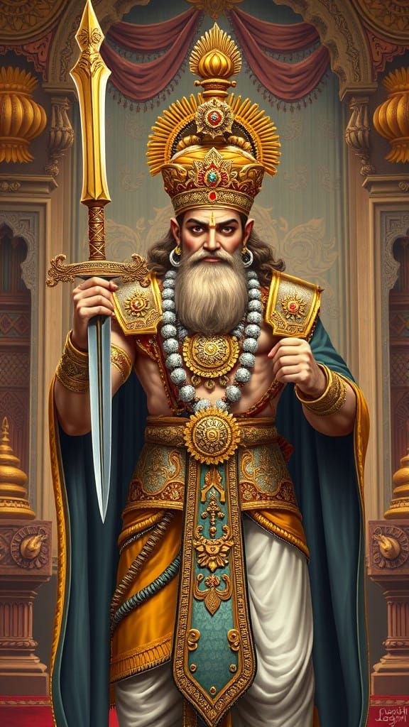 Regal Indian King in Grand Throne Room