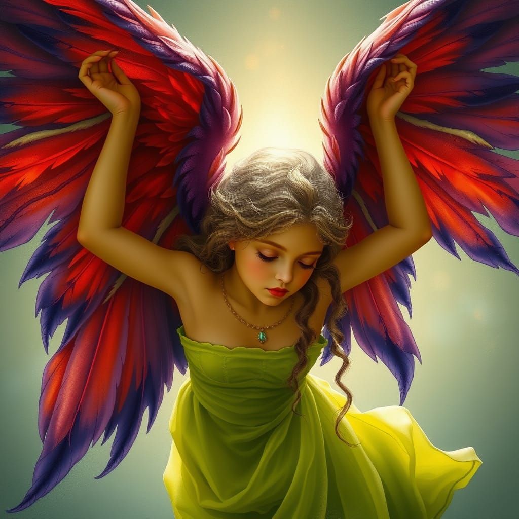 Luminous Angel in Whispers of Violet Hues