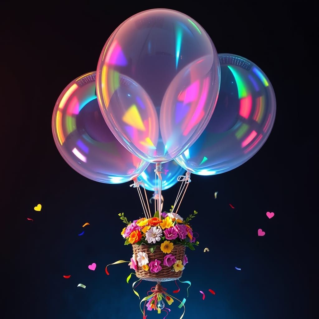 Giant Crystal Balloons Reflecting Neon Party Colors