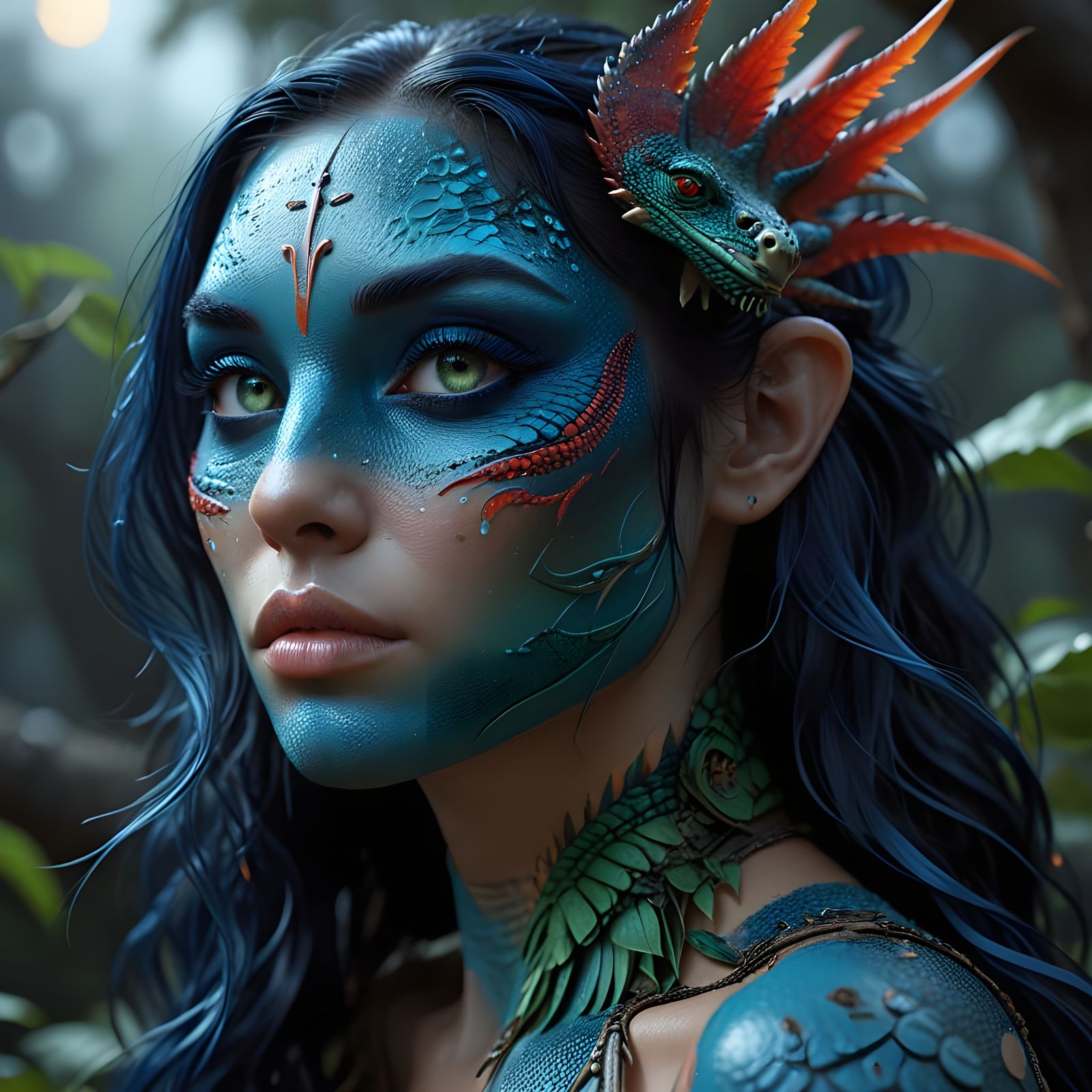 Forest Nymph Portrait in Dramatic Dark Fantasy Art