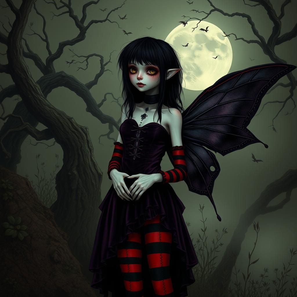 Undead Goth Pixie in Dark Gothic Surrealism