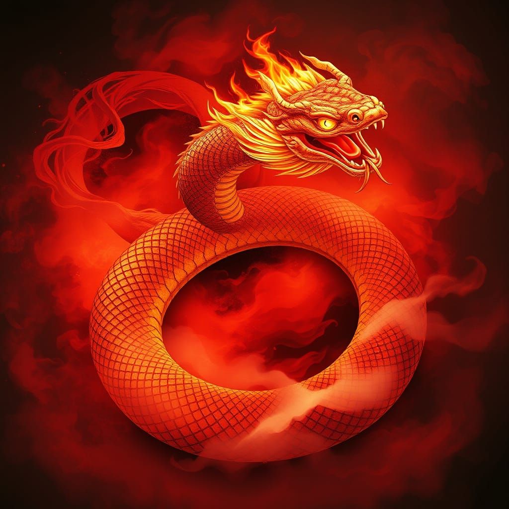 Wood Fire Snake in Majestic, Mystical Splendor