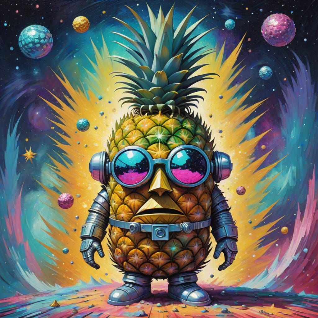 Pineapple Spaceman in Cosmic Astral Style