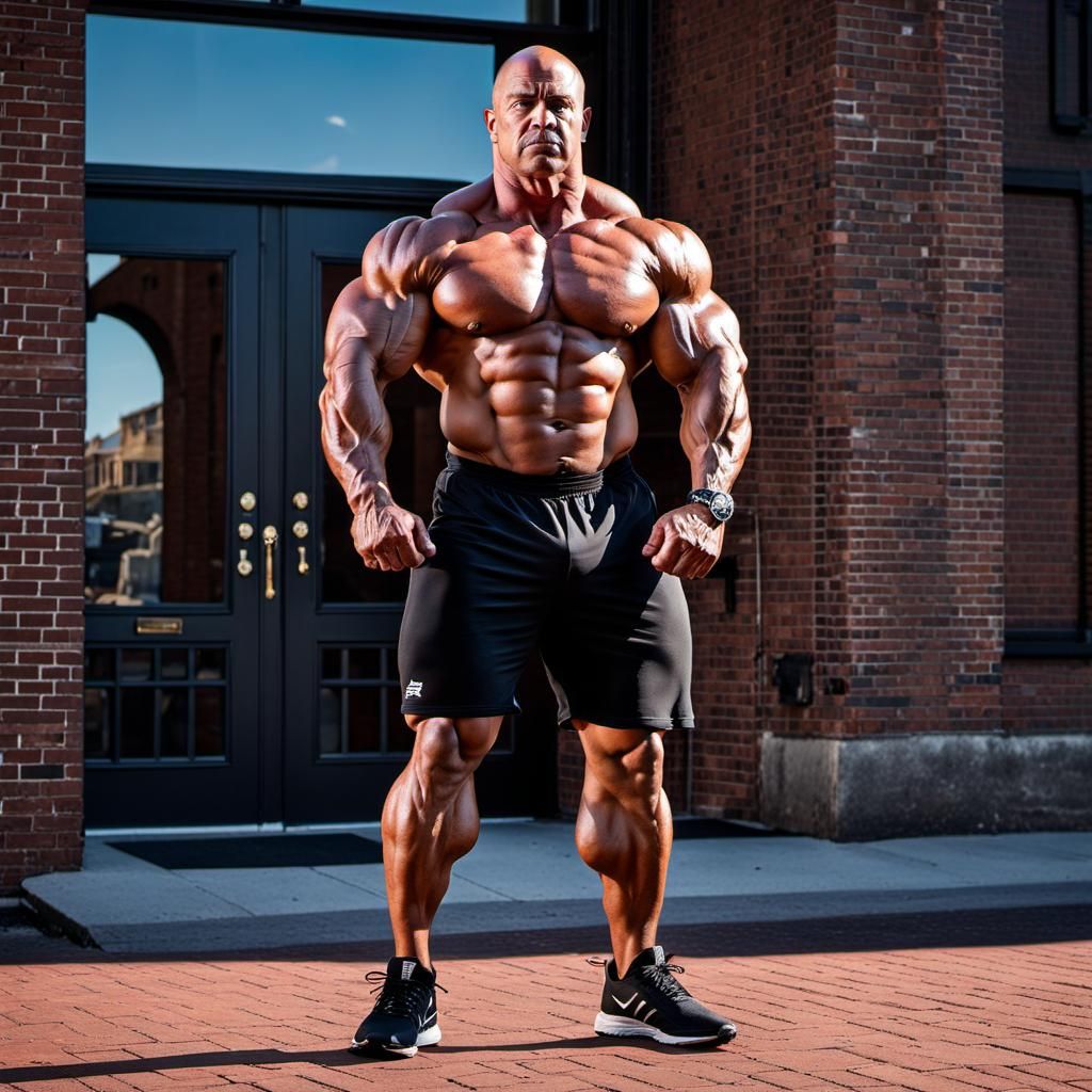 Vascular Bodybuilder Flexing at Golden Hour