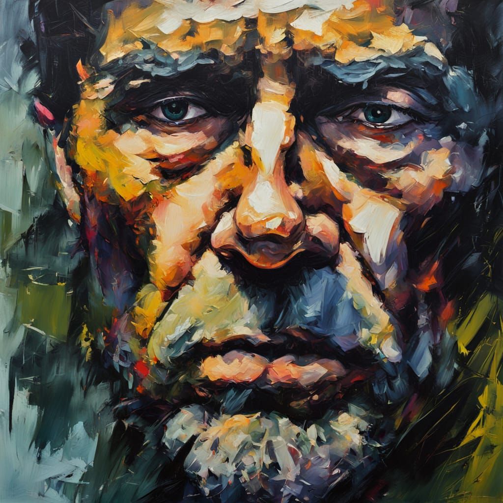 Frustrated Oil Painting in Expressive Style