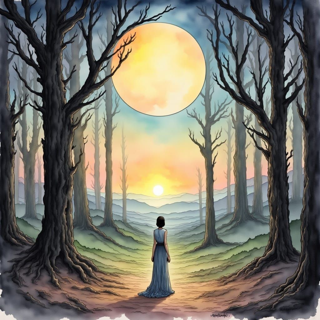 Mystical Druid Worship Site in Hazy Sunlight