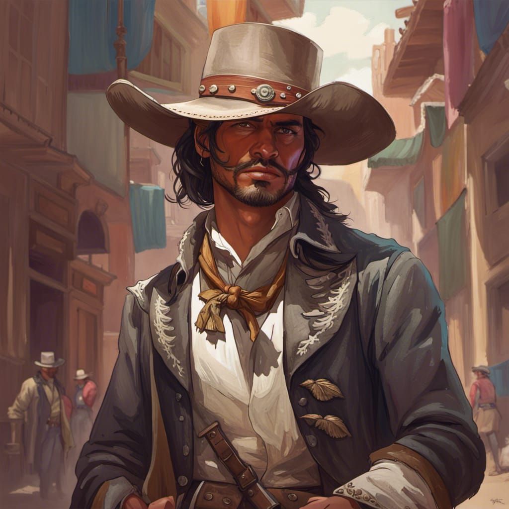 Well-Dressed Bandit Portrait in Wild West Style