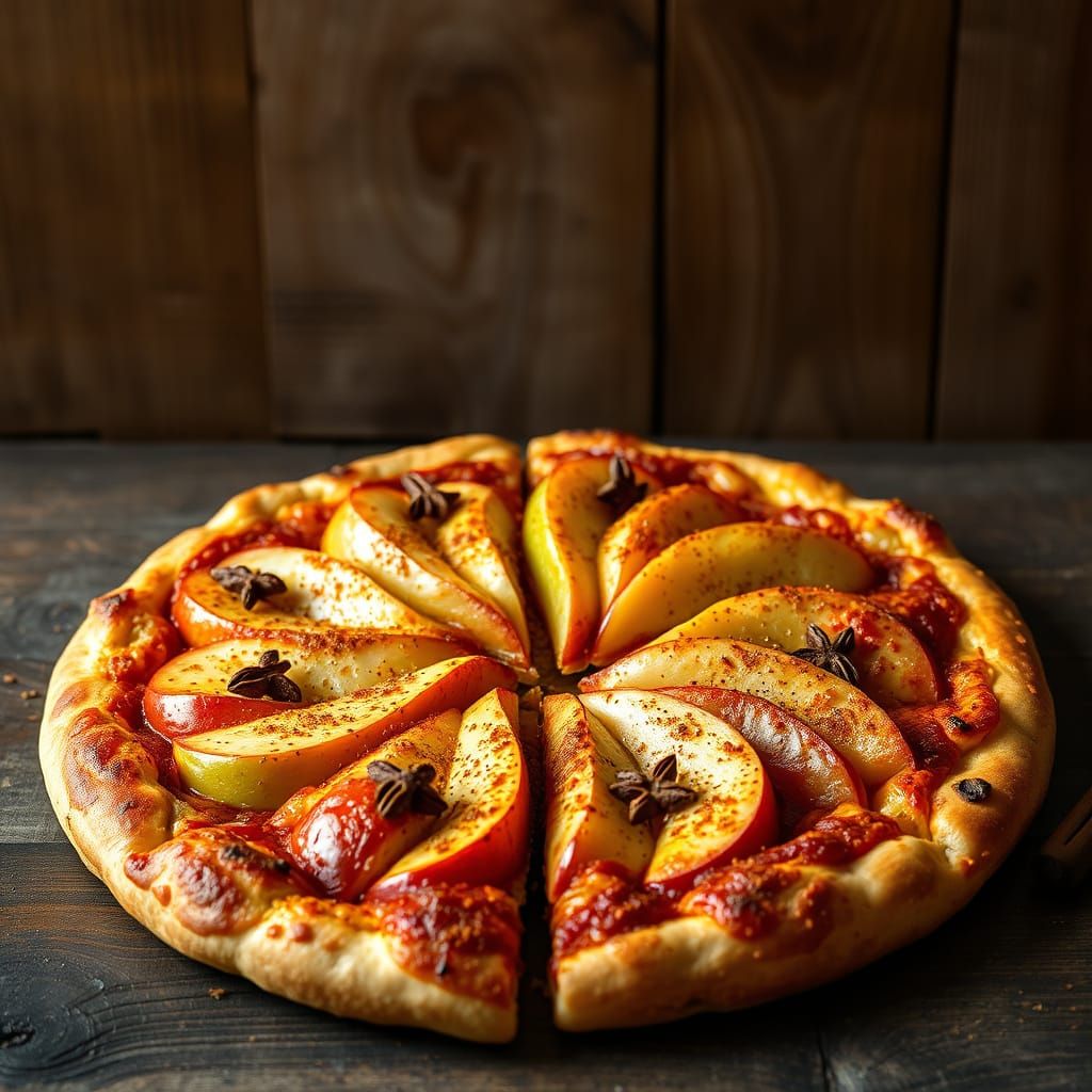 Autumnal Apple Pizza Masterpiece in Warm, Inviting Light