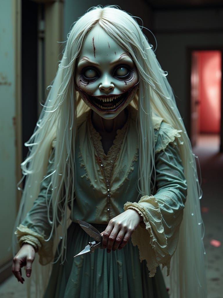 <lora:Manga Gothica:1.0> <lora:Art Nouveau Flux:1.0> <lora:MrsH Watercolor:1.0> <lora:Frozen:1.0> An extremely spooky ev...