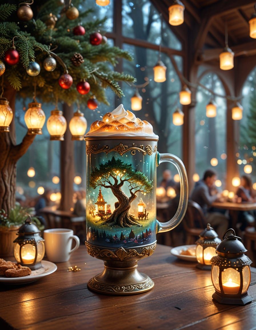 Magical Woodland Cafe with Mystical Creatures and Christmas ...