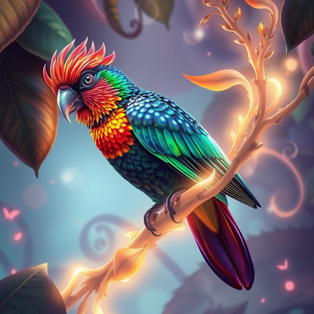 Vibrant Banana Bird on Ethereal Branch