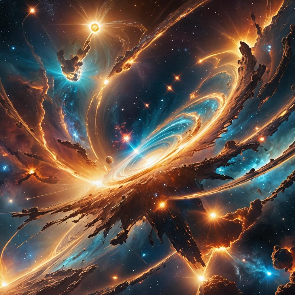 Radiant Sun at Galactic Center: Cosmic Digital Art