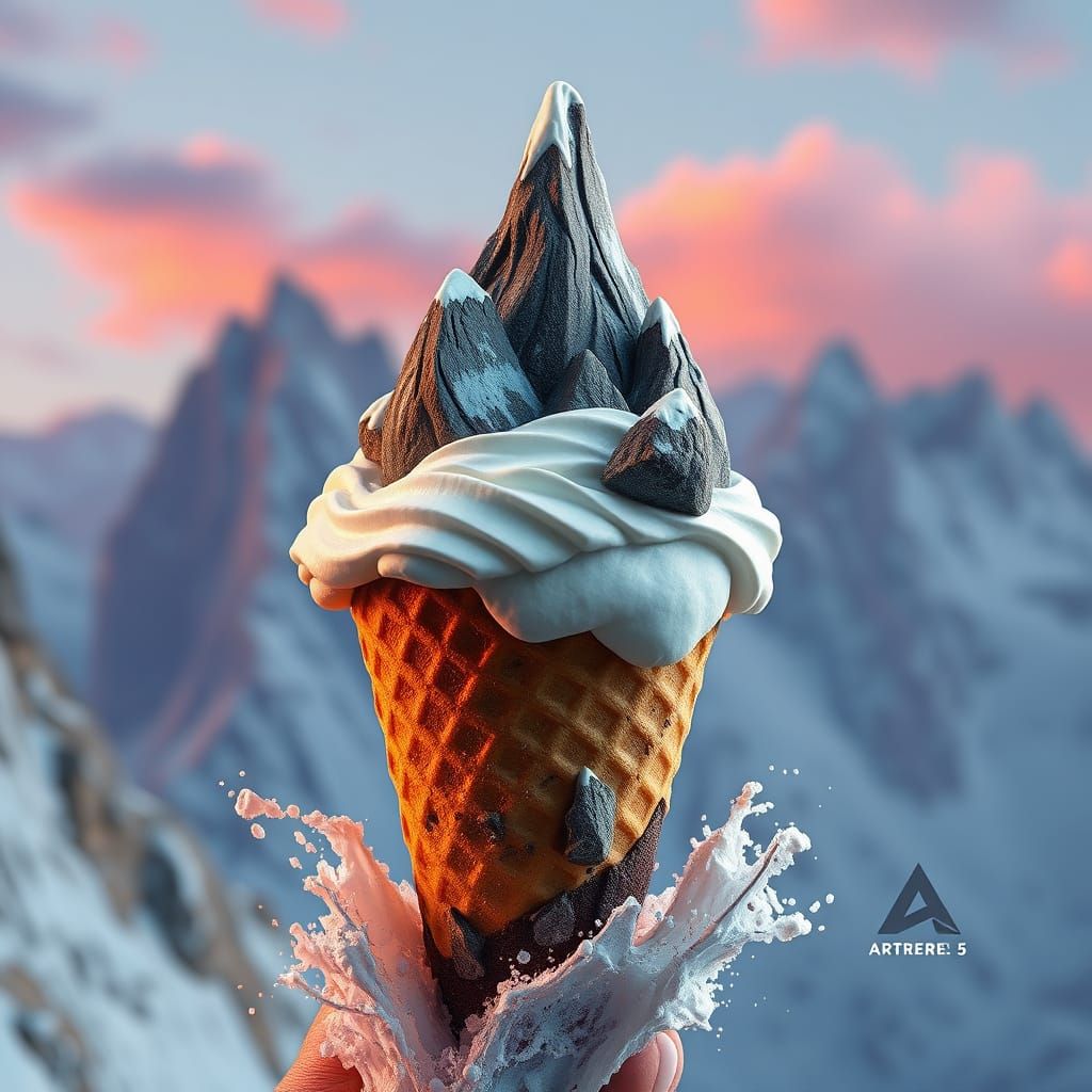Mountain Ice Cream Cone: Fantastical Concept Art