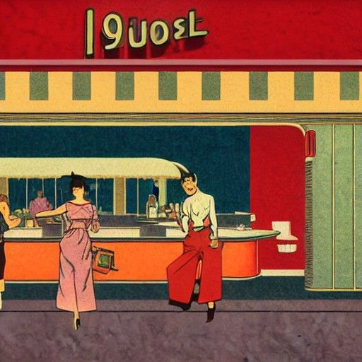1950s Diner in Dreamcore Comic Art Style