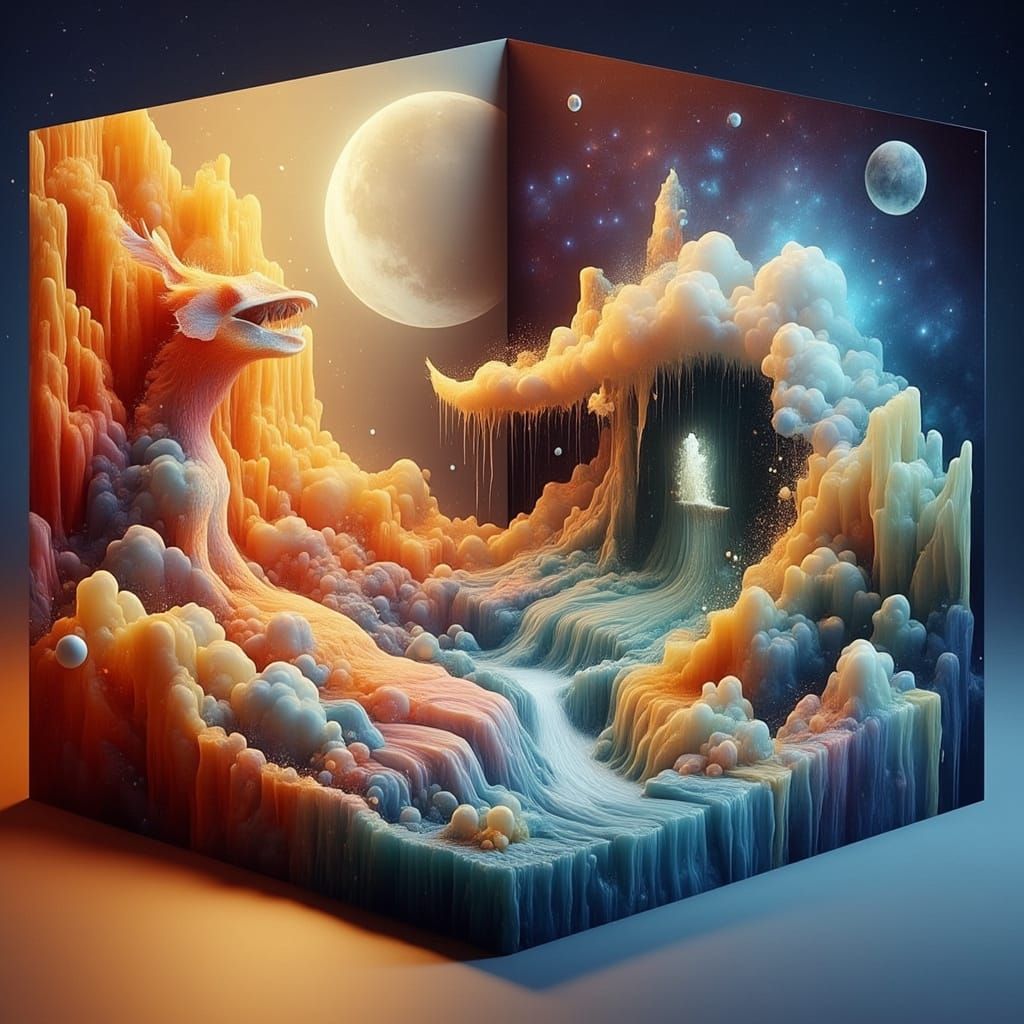 Dreamscape Under Pastel Skies as Surreal 3D Art