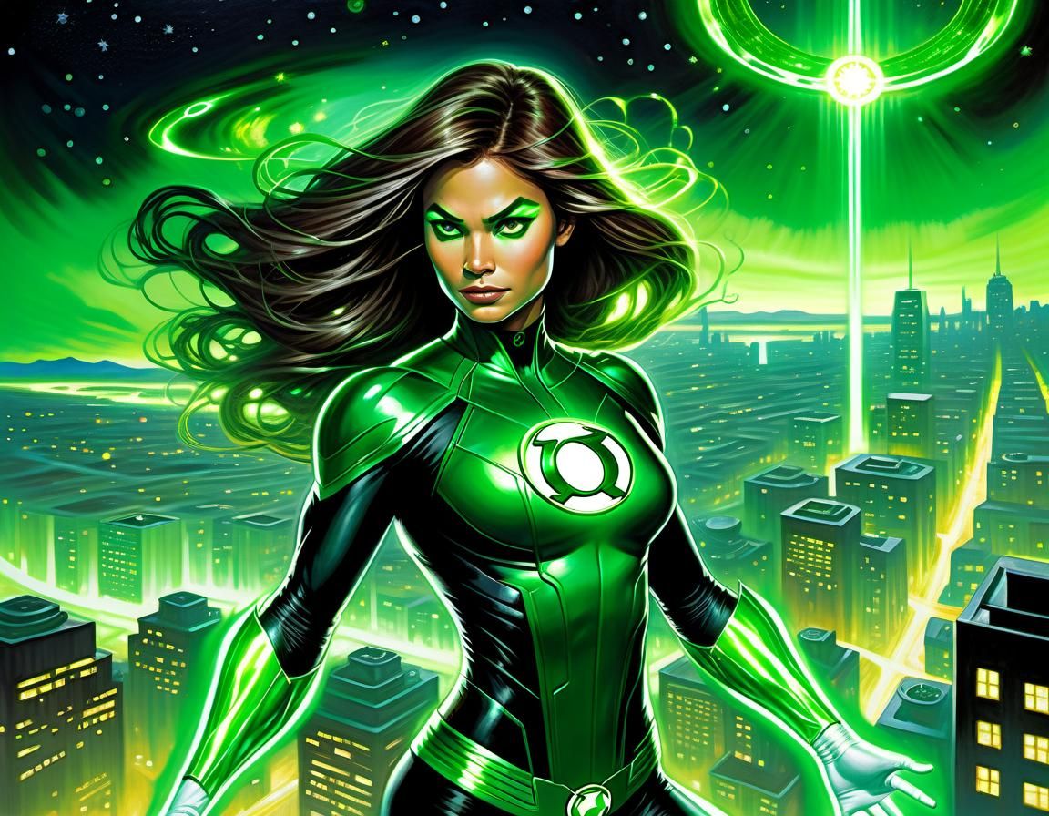Green Lantern Jessica Cruz Portrait in Oil