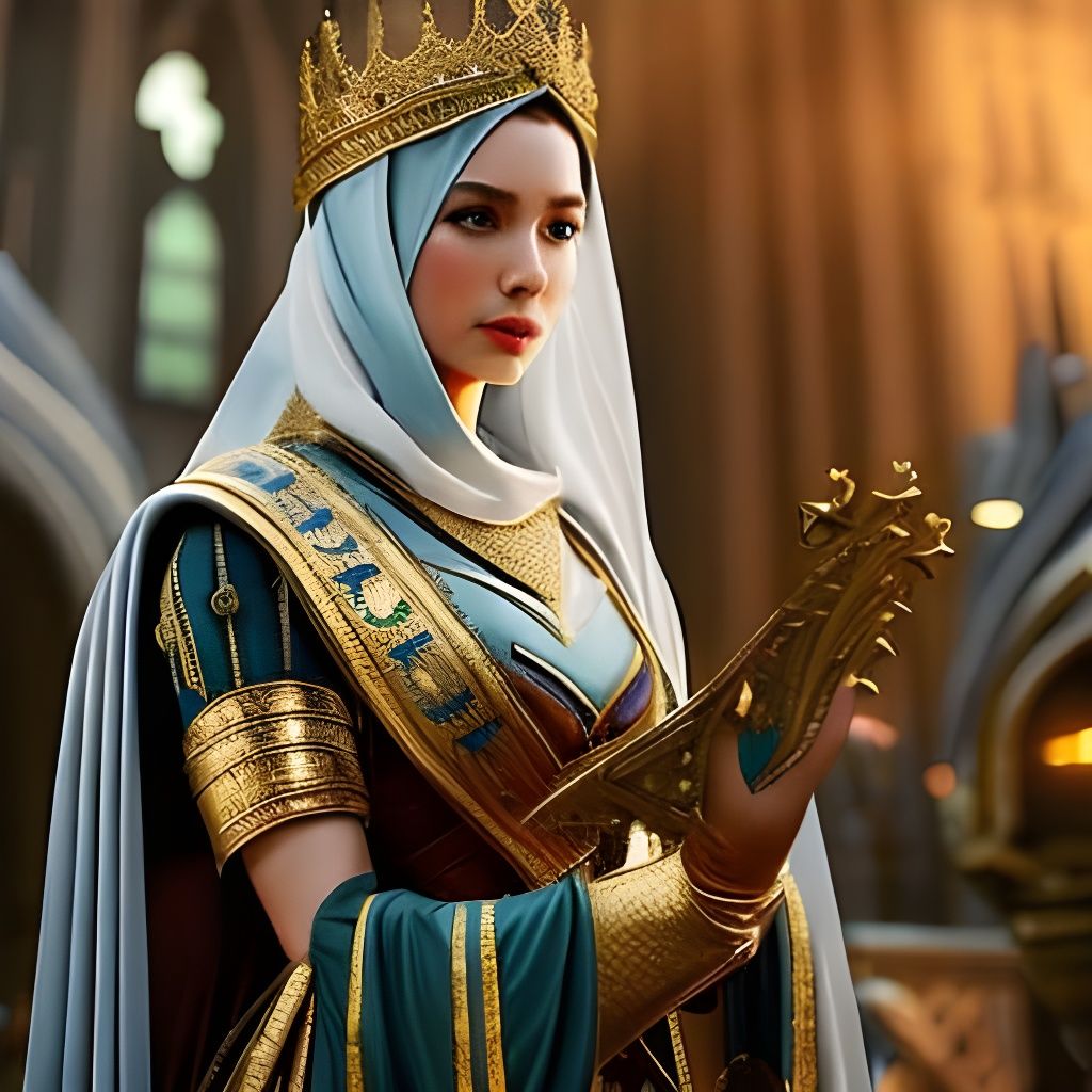 Medieval Queen Coronation in Digital Art Style