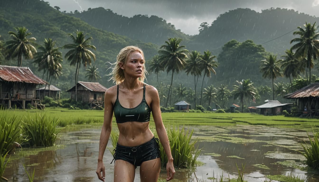 Stormy Vietnam Rice Fields: 3D Cinematic Photoshoot