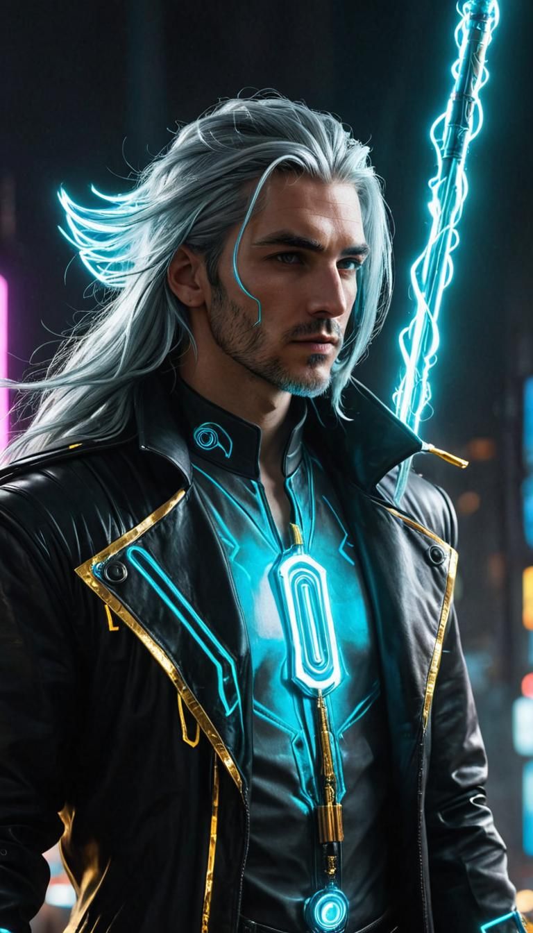 Cyberpunk Wizard Staffmaster