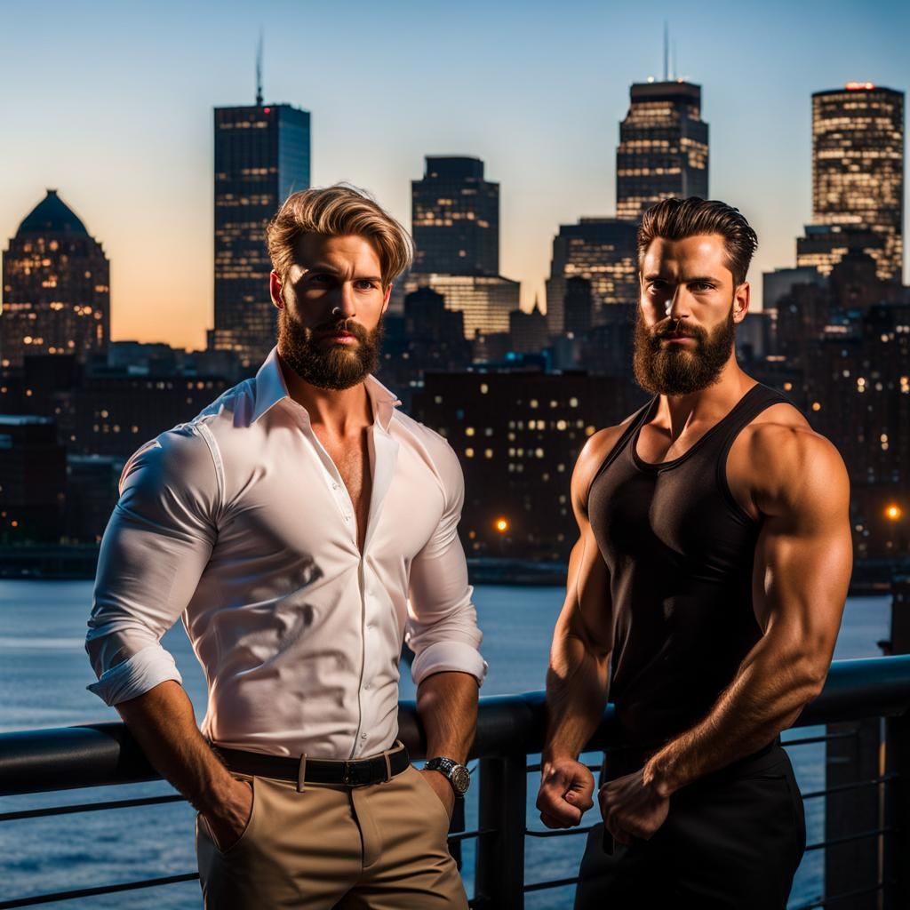 Two Men in Boston at Night