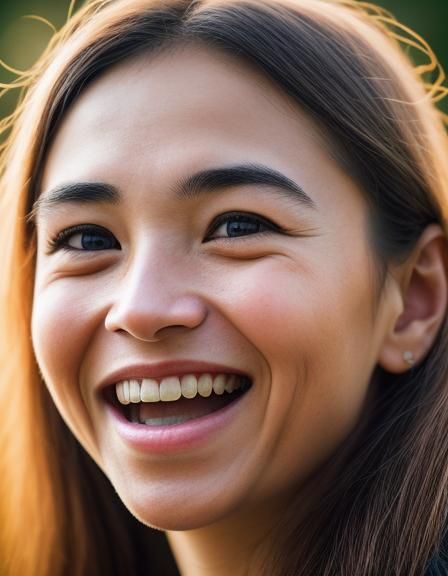 Joyful Village Lady's Face Lights Up