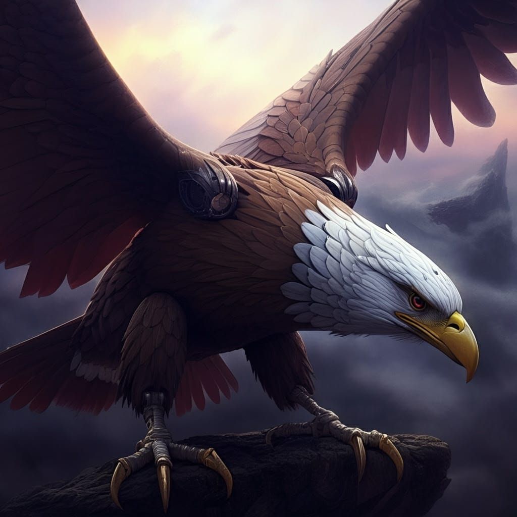 Predacon Divebomb Eagle in Ethereal Fantasy Landscape