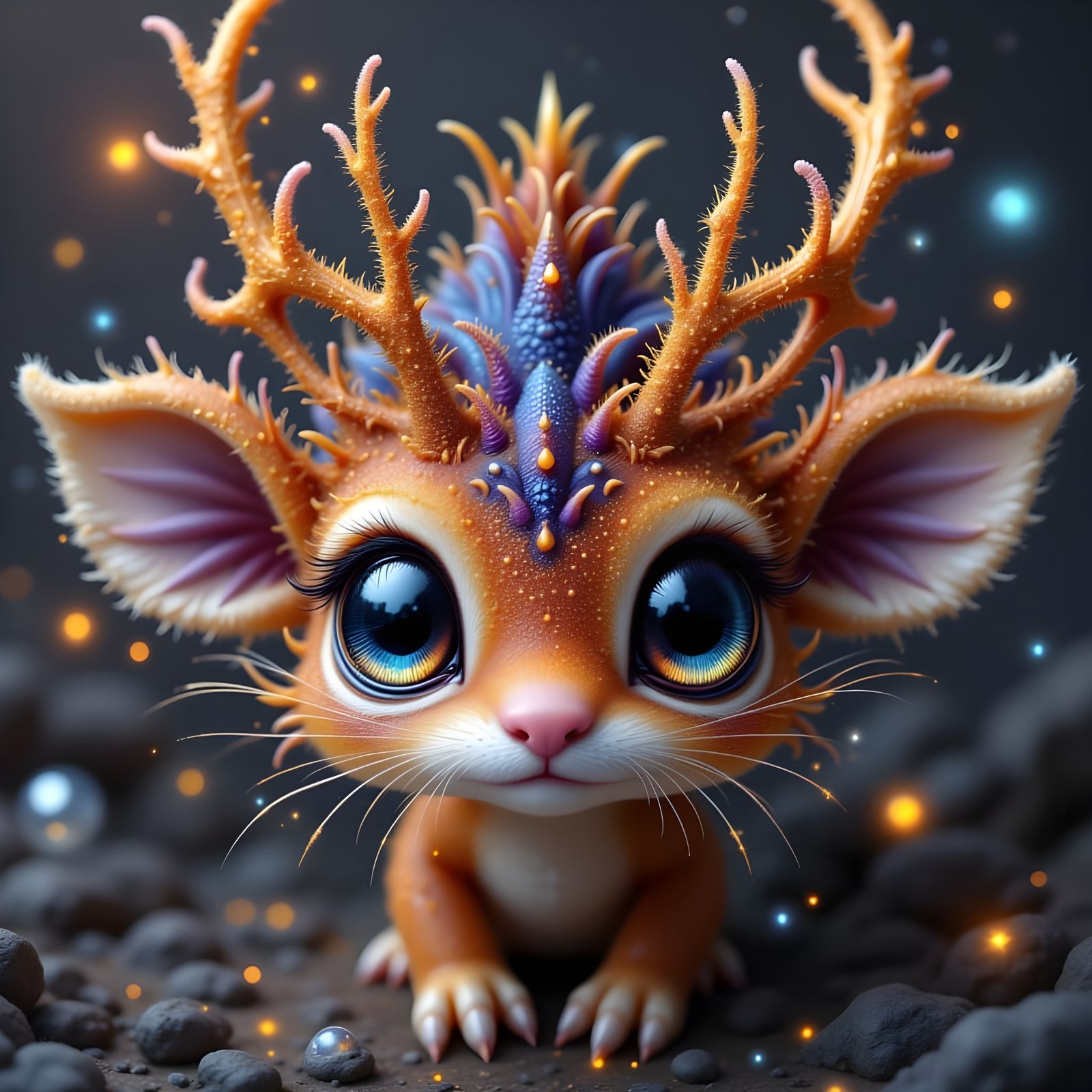 Adorable Lion with Antler-Like Spines