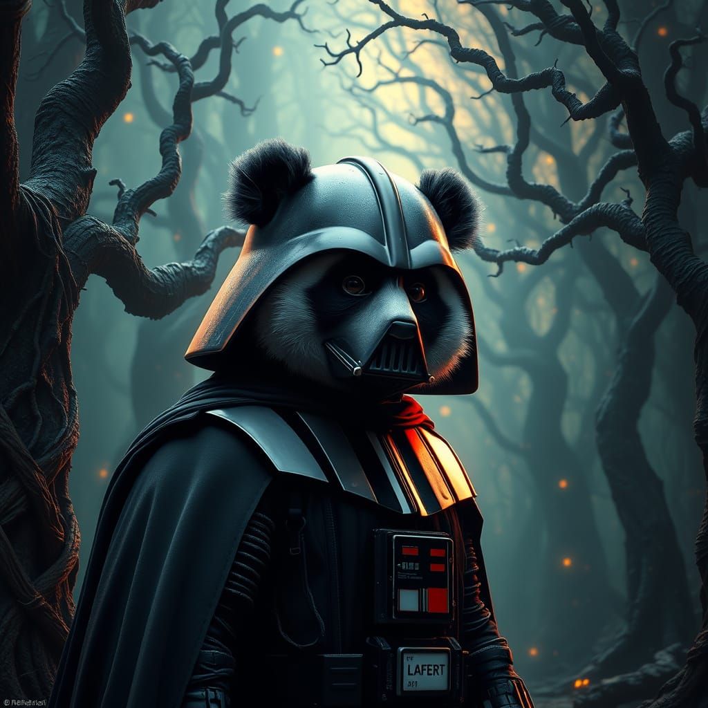 Regal Panda in Darth Vader Armor, Ancient Forest Glow