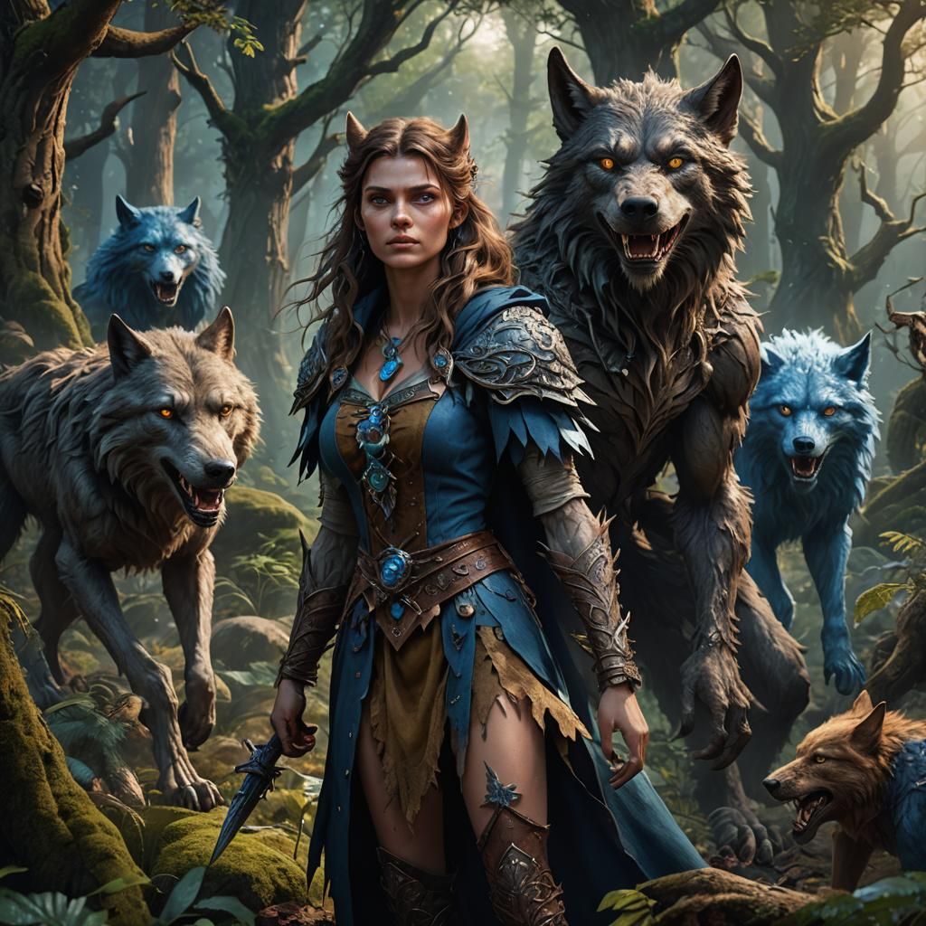 Enchanted Forest Werewolf Woman: Fantasy Concept Art