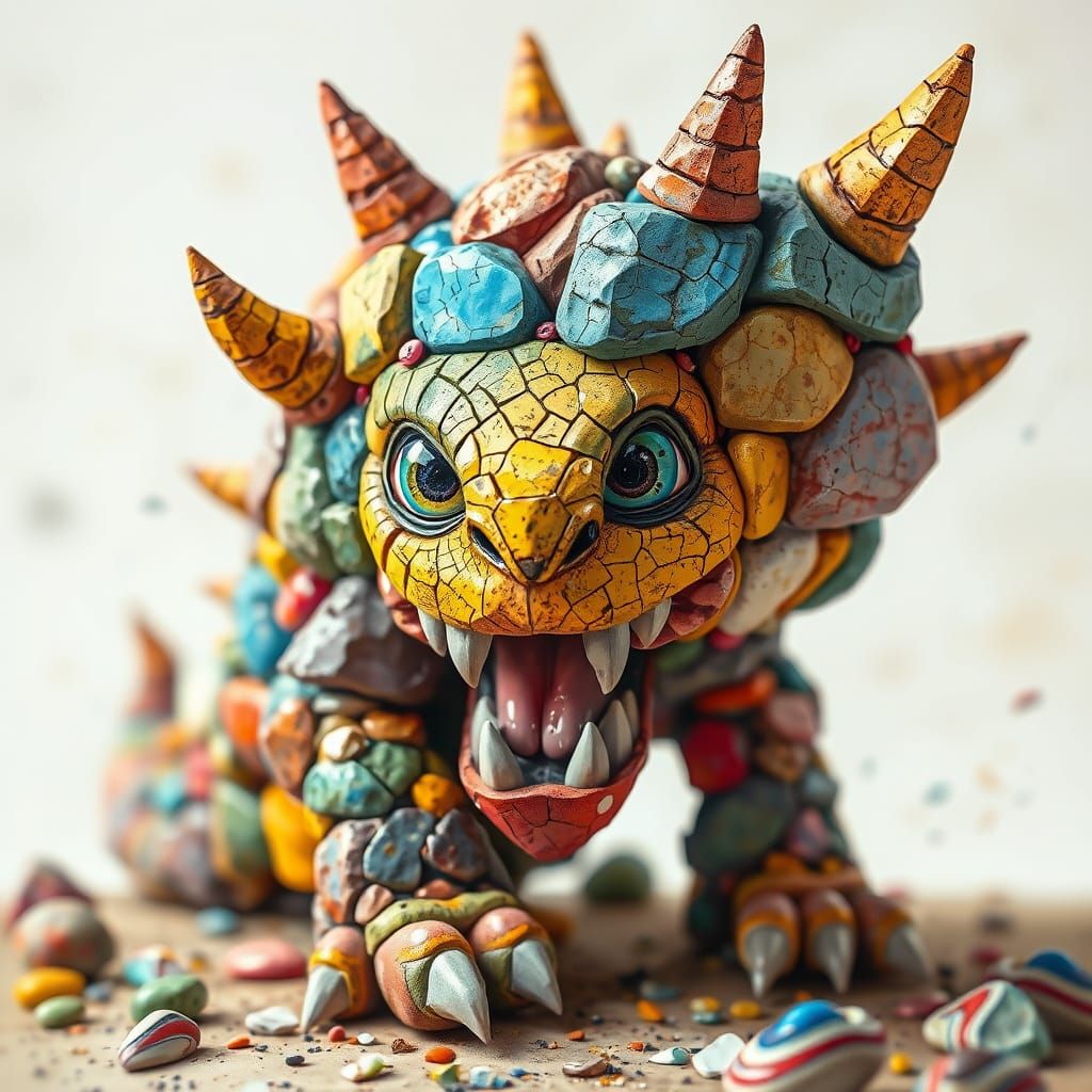 Vibrant, Hyperdetailed Monster in Playful Cartoon Style