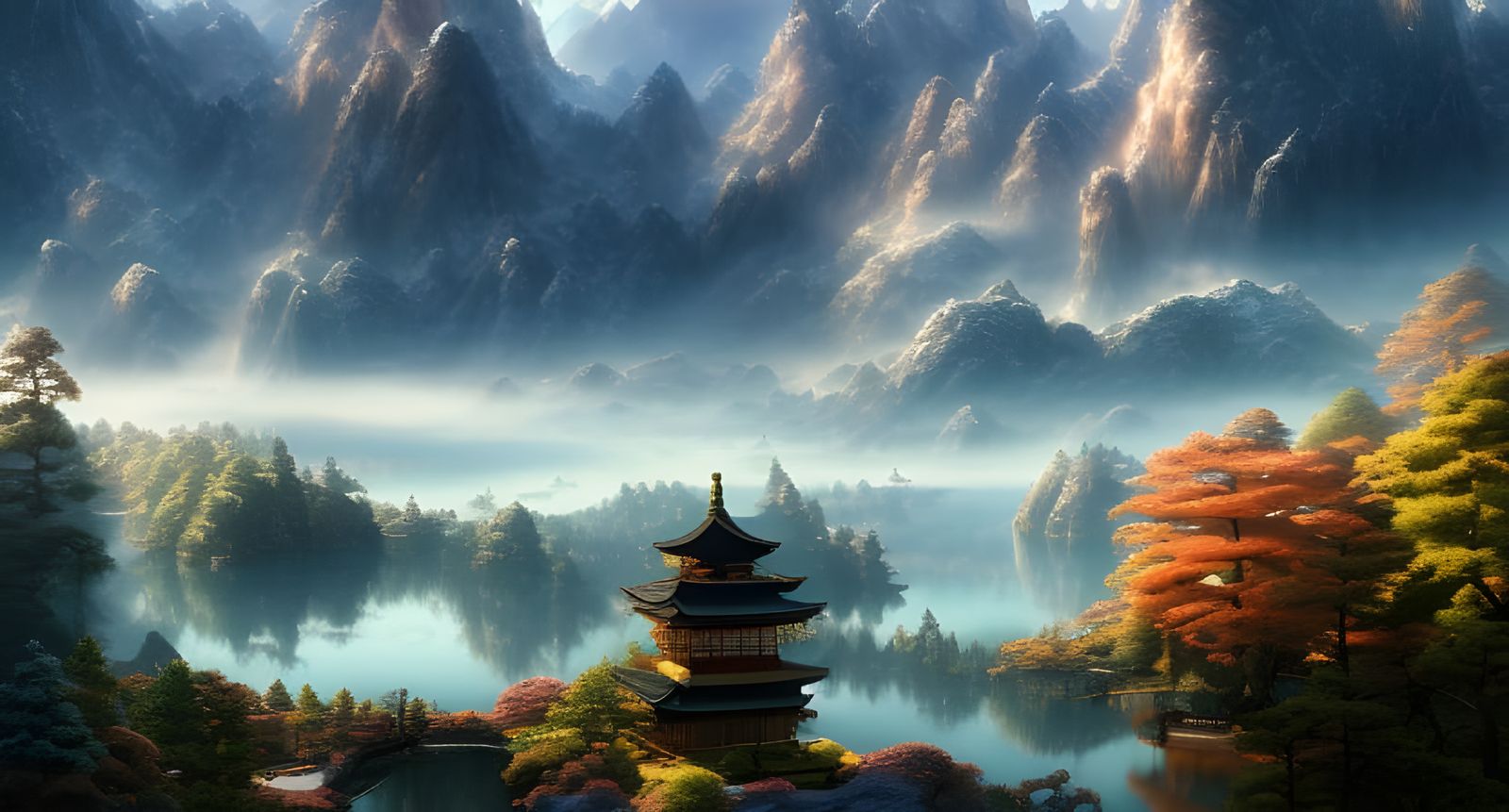 Magical Japanese Mountain Sunset in Hyper-Realistic Digital ...