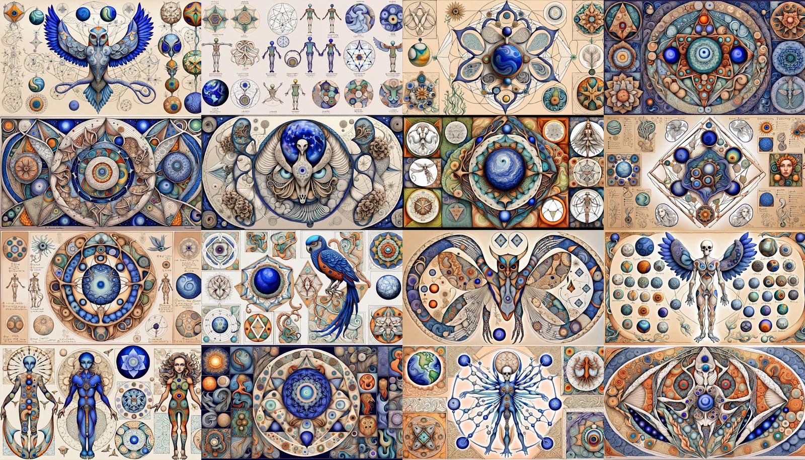 Mystical Barn Owl with Fractal and Skeletal Elements