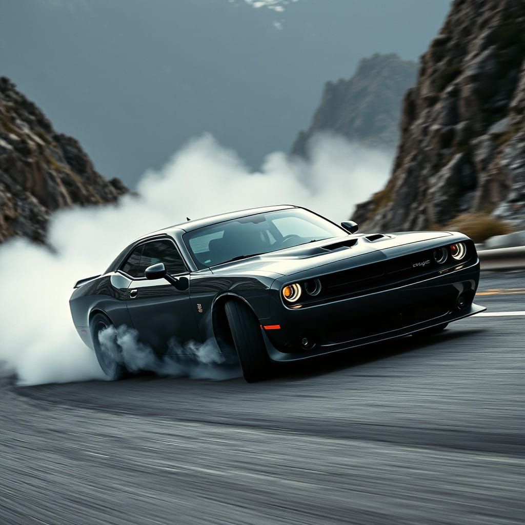 Menacing Dodge Charger in High-Stakes Drift Through Treacher...