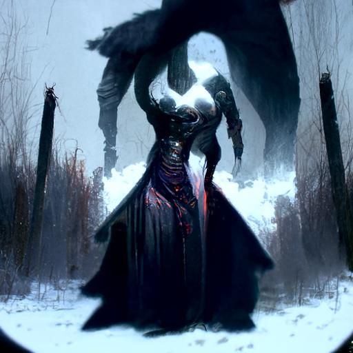 Sinister Eternal Woman in Dark Fantasy Style