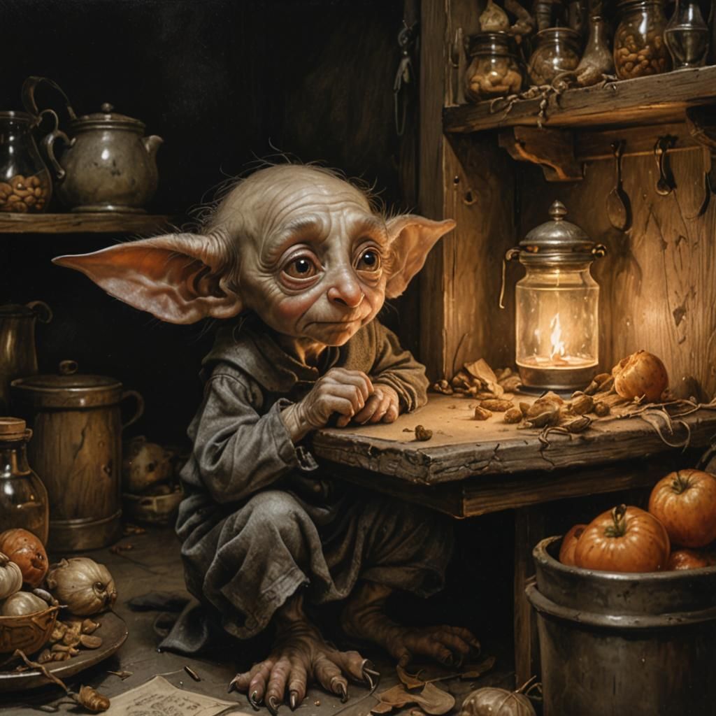 Mischievous Elf in Charcoal, Inspired by Renaissance Art