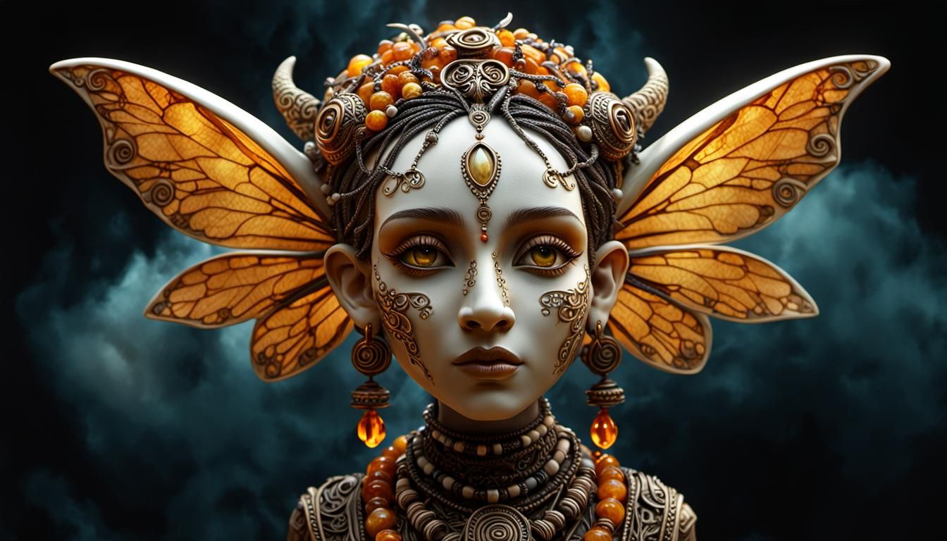 Intricate Bone Fairy Portrait in Dark Fantasy Style