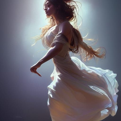 Beautiful Woman Dancing: Hyperdetailed Portrait in Unreal En...