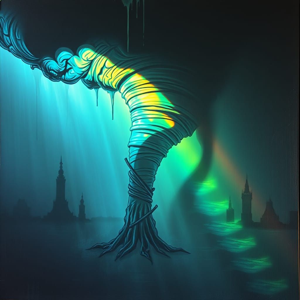 Tormented Shadow in Grunge Tornado, Expressionist Texture