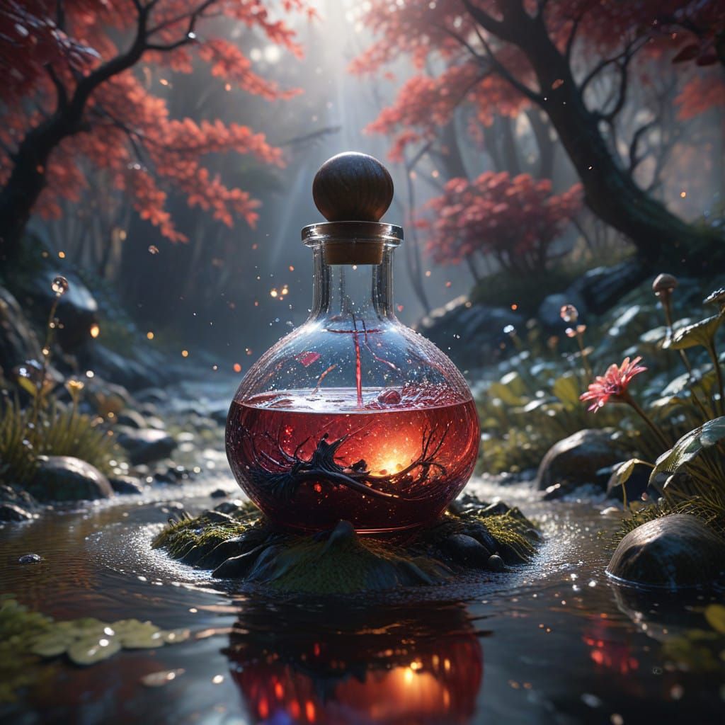 Whimsical Elixir in Art Nouveau Style