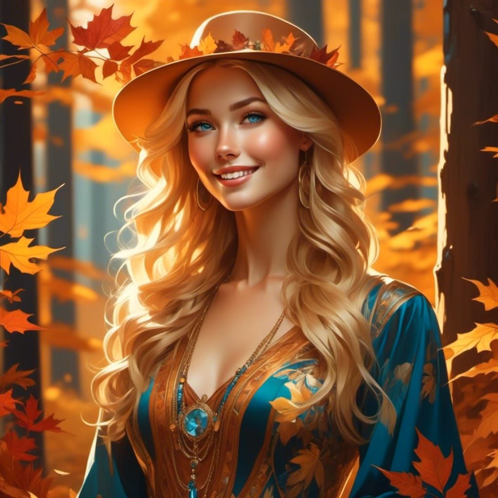 Julie in the woods looking beautifully autumnal