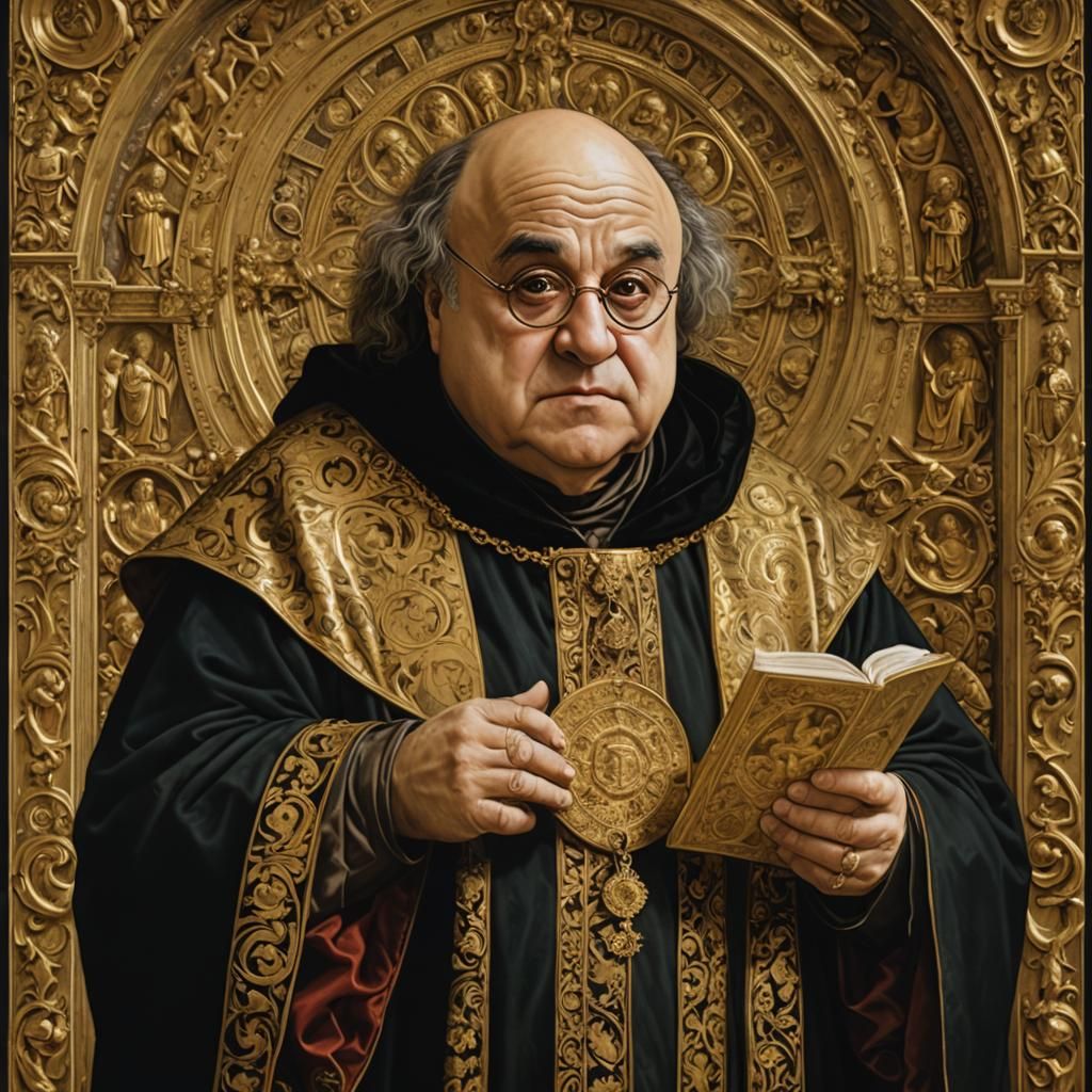 Danny DeVito as Medieval Tempera Painting