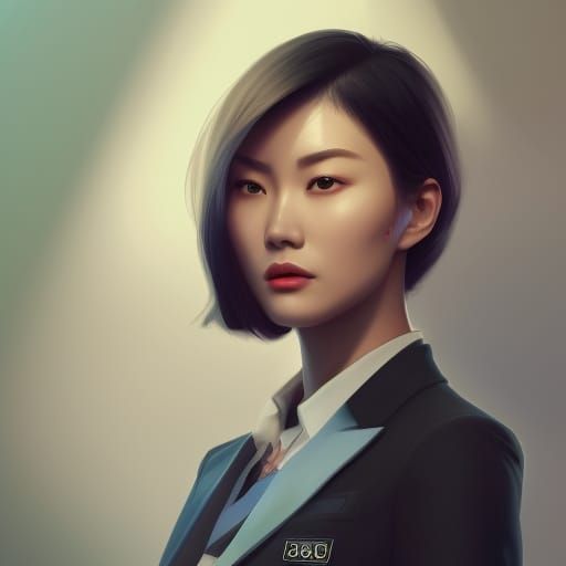 Attractive Woman in Chanel Suit, Hyperdetailed Portrait