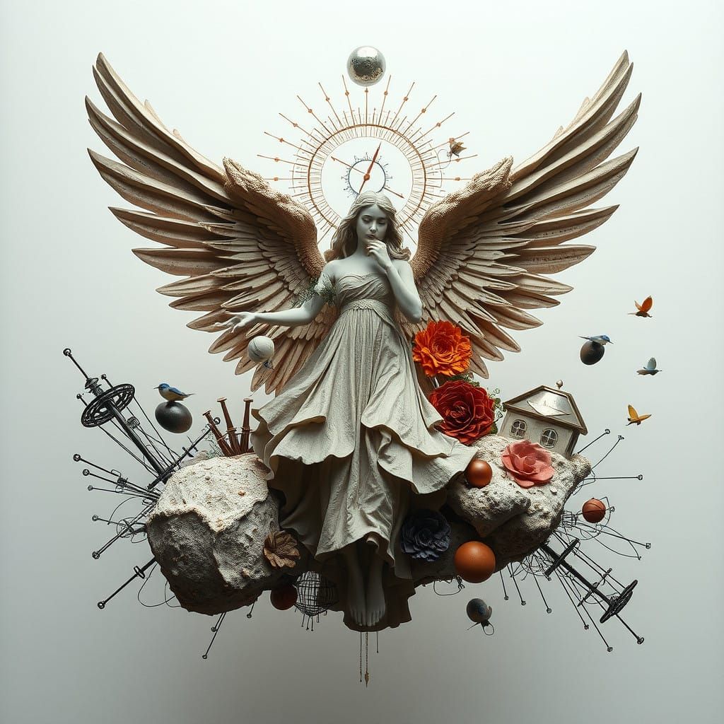 Surrealist Angel in Harmony and Chaos