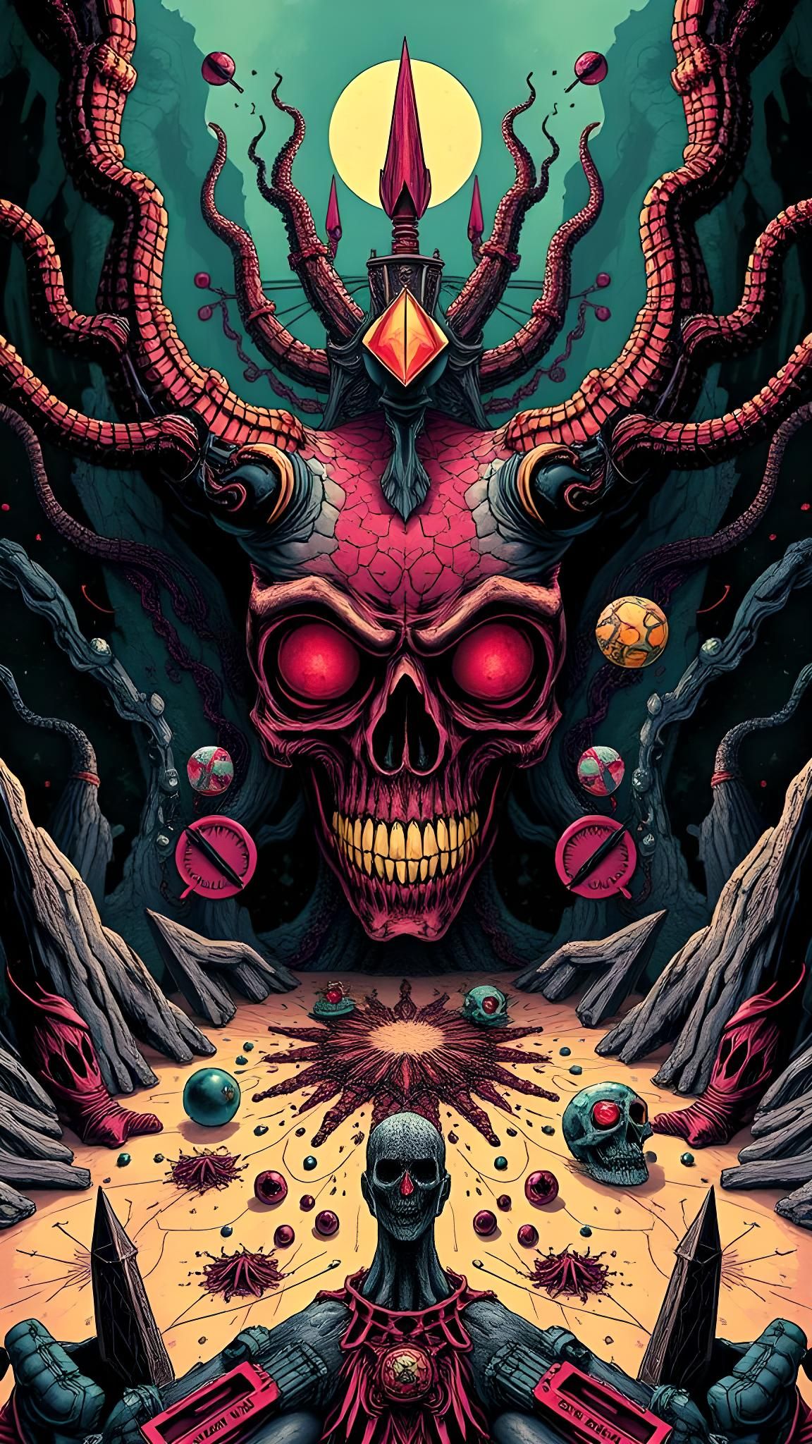 Psychedelic Bad Trip Comic Art with Creepy Objects